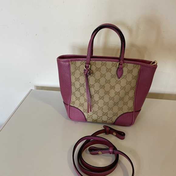 GUCCI GG canvas leather Monogram Small Bree Tote Pink - Picture 2 of 15